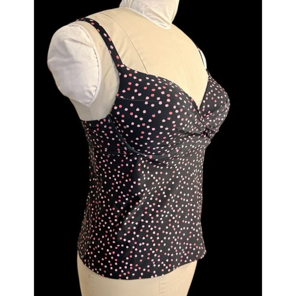 Maidenform Swim Ladies Polka Dot Tankini Bathing Suit Top 36D